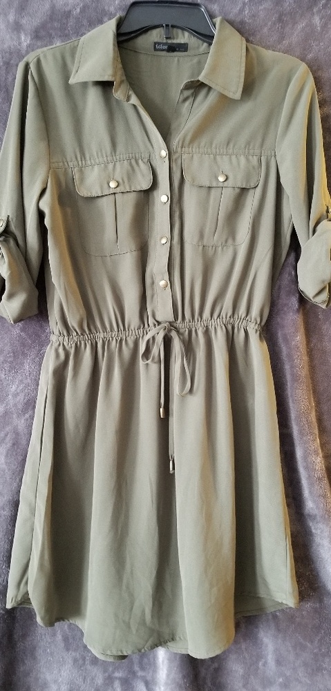 Bebop olive color button up drawstring waist